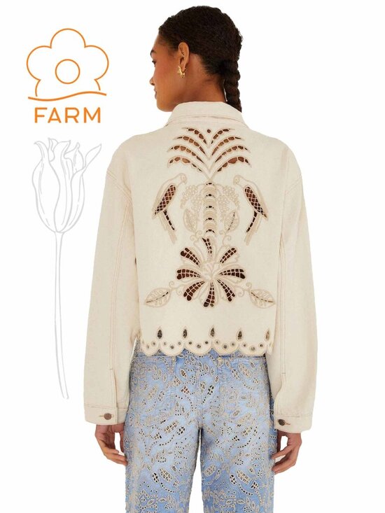 FARM Rio Jackets & Blazers - Farm RIO Beige Denim Canva Richelieu Jacket